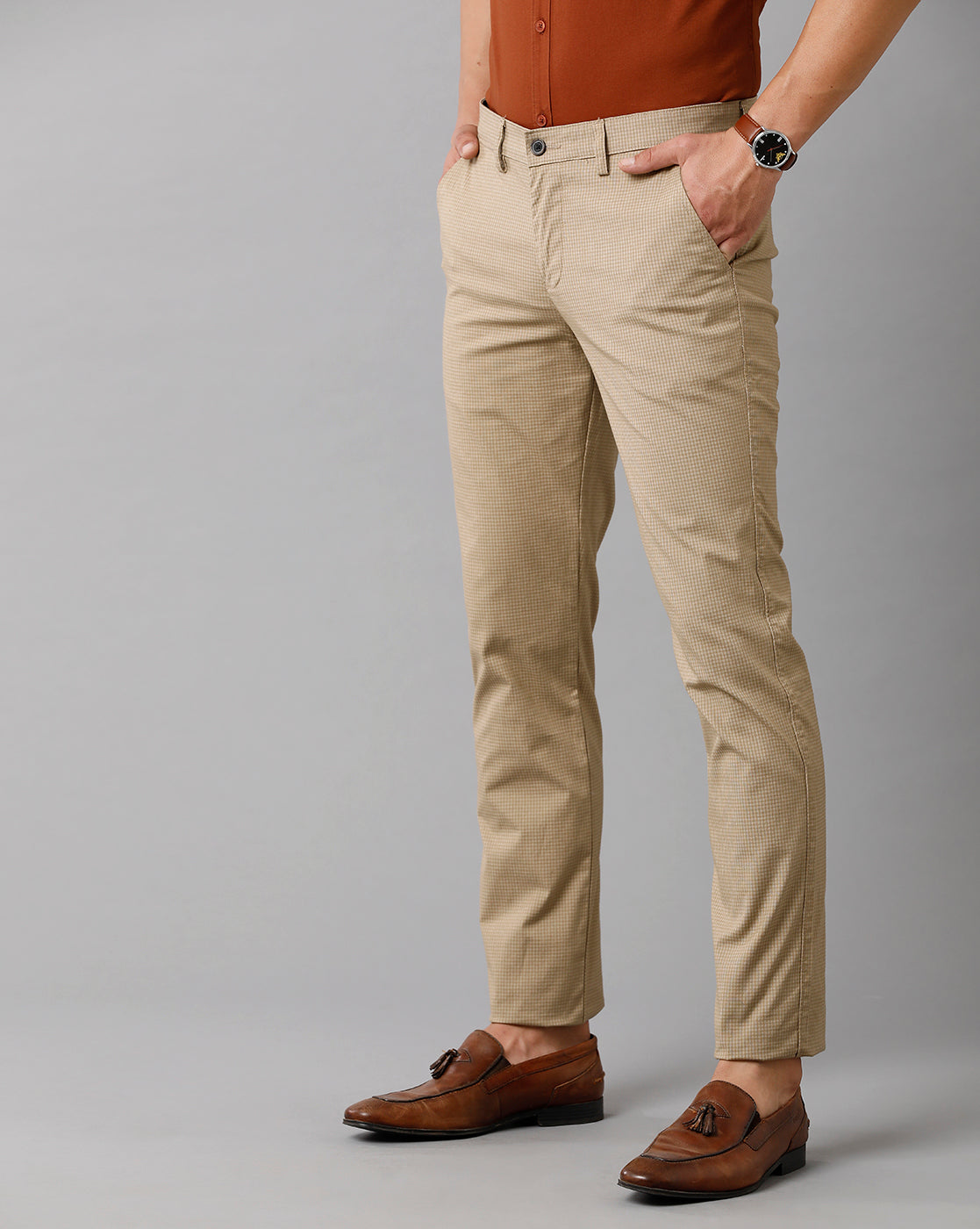 Brown PLAIN Dark Khaki Stretchable Trousers, Size: 30-38, Cotton at Rs 949  in Bengaluru