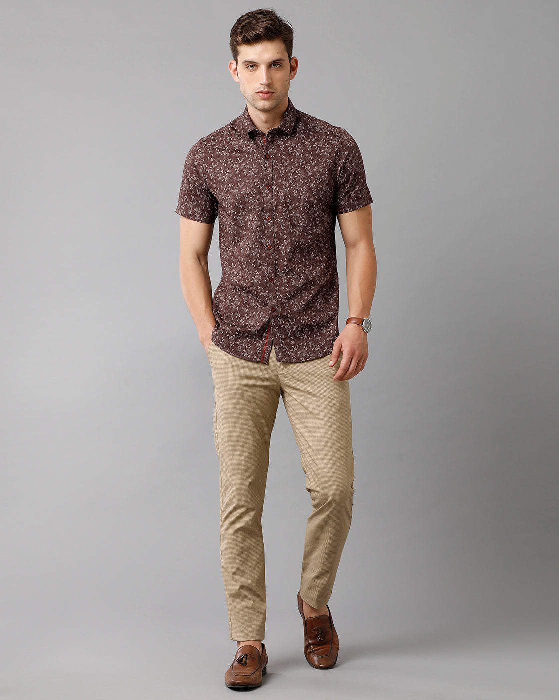 Classic Polo Mens Cotton Printed Half Sleeve Slim Fit Polo Neck Maroon Color Shirt | Sn2 96 A