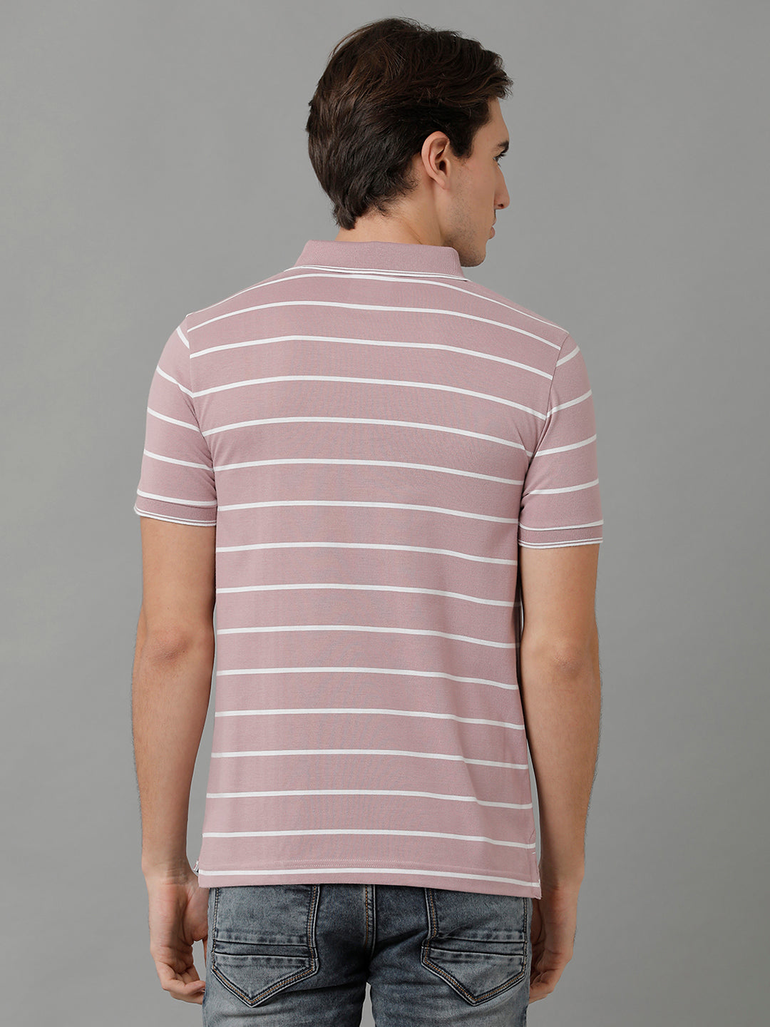 Classic Polo Men's Cotton Striped Half Sleeve Slim Fit Polo Neck Grey Color T-Shirt | Cpeg - 291 B