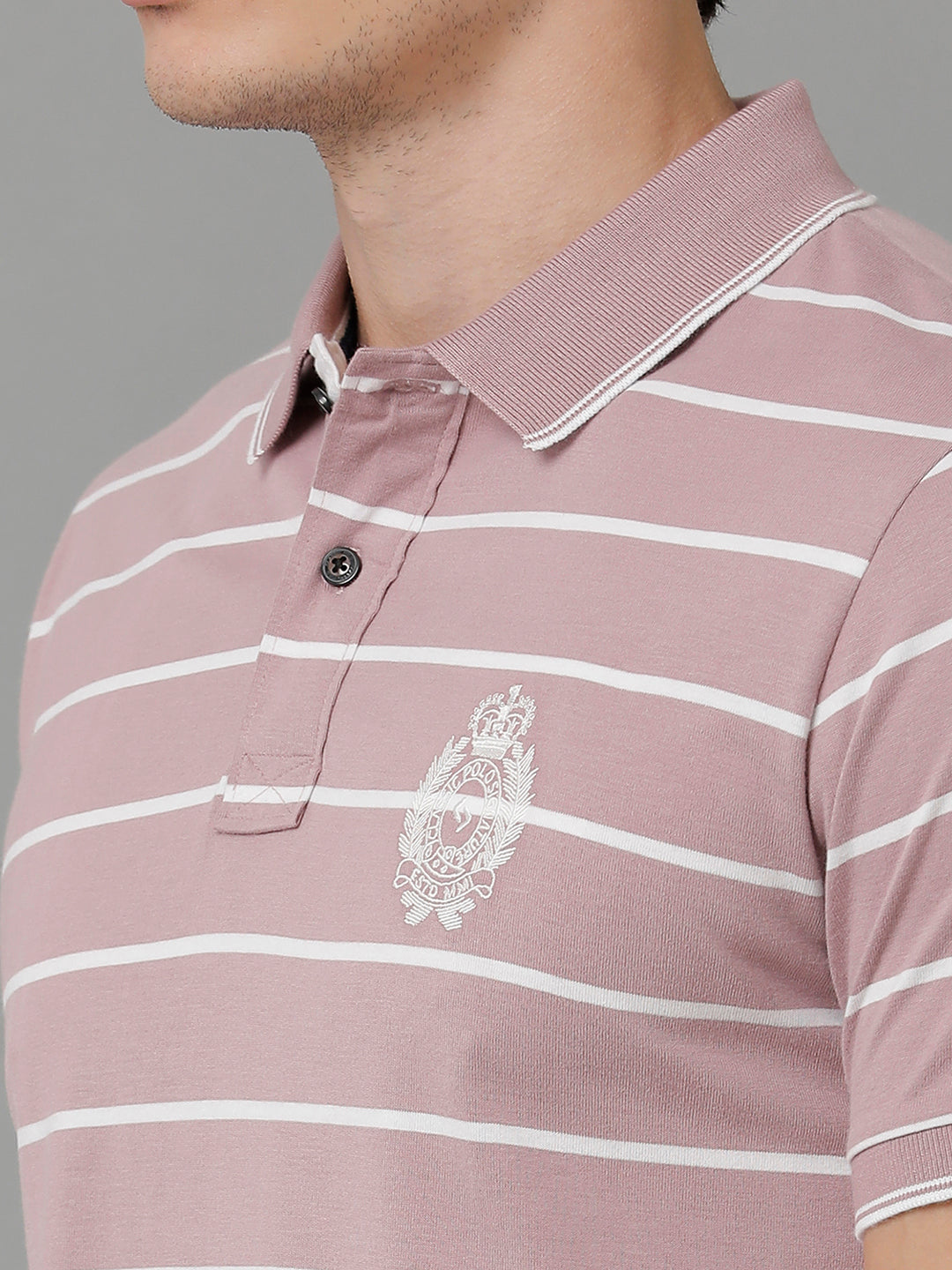 Classic Polo Men's Cotton Striped Half Sleeve Slim Fit Polo Neck Grey Color T-Shirt | Cpeg - 291 B