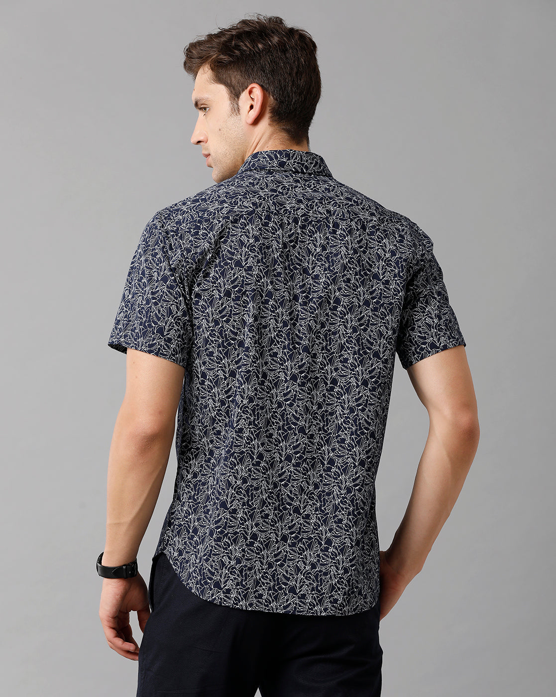 Classic Polo Mens Cotton Printed Half Sleeve Slim Fit Polo Neck Navy Blue Color Shirt | Sn2 123 A