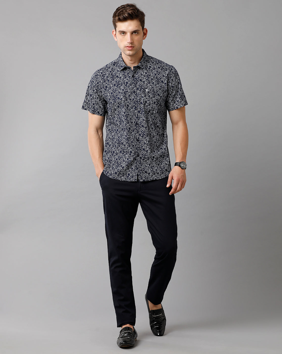 Classic Polo Mens Cotton Printed Half Sleeve Slim Fit Polo Neck Navy Blue Color Shirt | Sn2 123 A