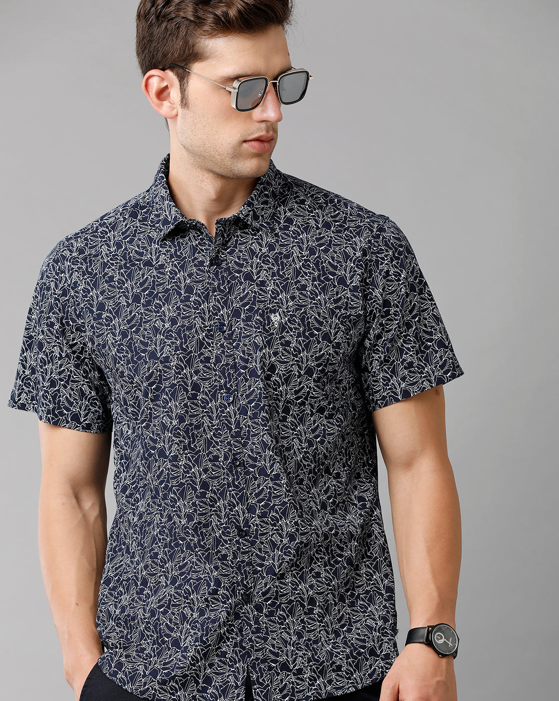 Classic Polo Mens Cotton Printed Half Sleeve Slim Fit Polo Neck Navy Blue Color Shirt | Sn2 123 A