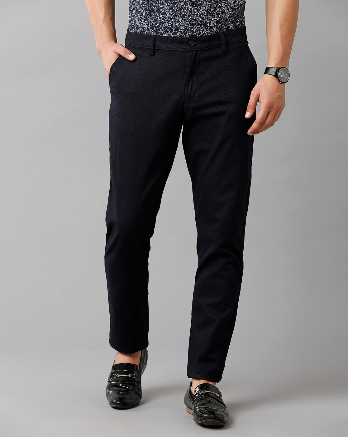 Classic Polo Mens Cotton Solid Slim Fit Navy Blue Color Trouser | Tn2 29 D