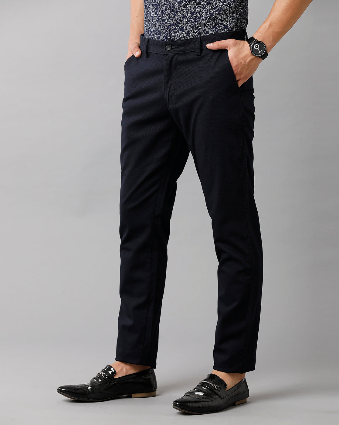 Classic Polo Mens Cotton Solid Slim Fit Navy Blue Color Trouser | Tn2 29 D