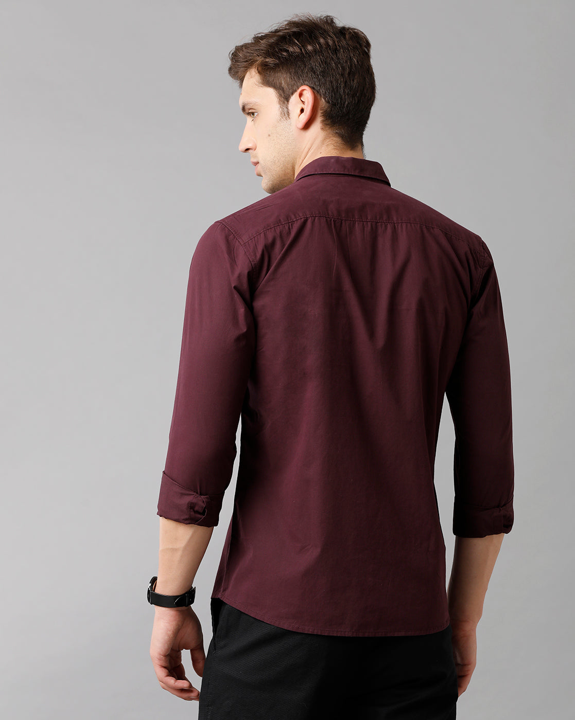 Classic Polo Mens Cotton Solid Full Sleeve Slim Fit Polo Neck Maroon Color Shirt | Sn2 122 A