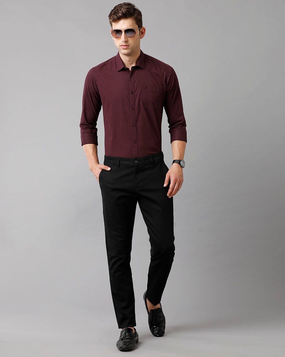 Classic Polo Mens Cotton Solid Slim Fit Black Color Trouser | Tn2 29 Eblk