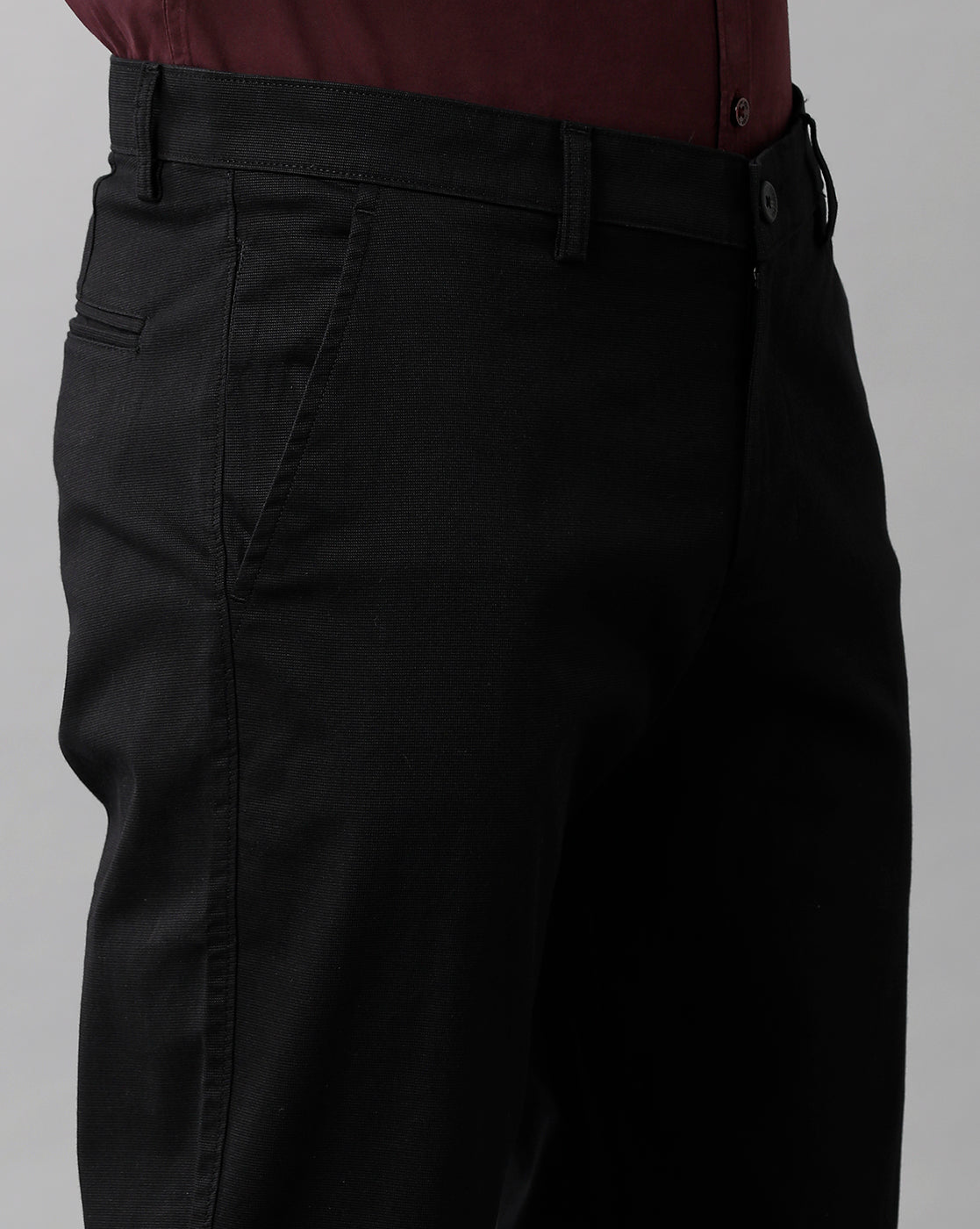 Classic Polo Mens Cotton Solid Slim Fit Black Color Trouser | Tn2 29 Eblk