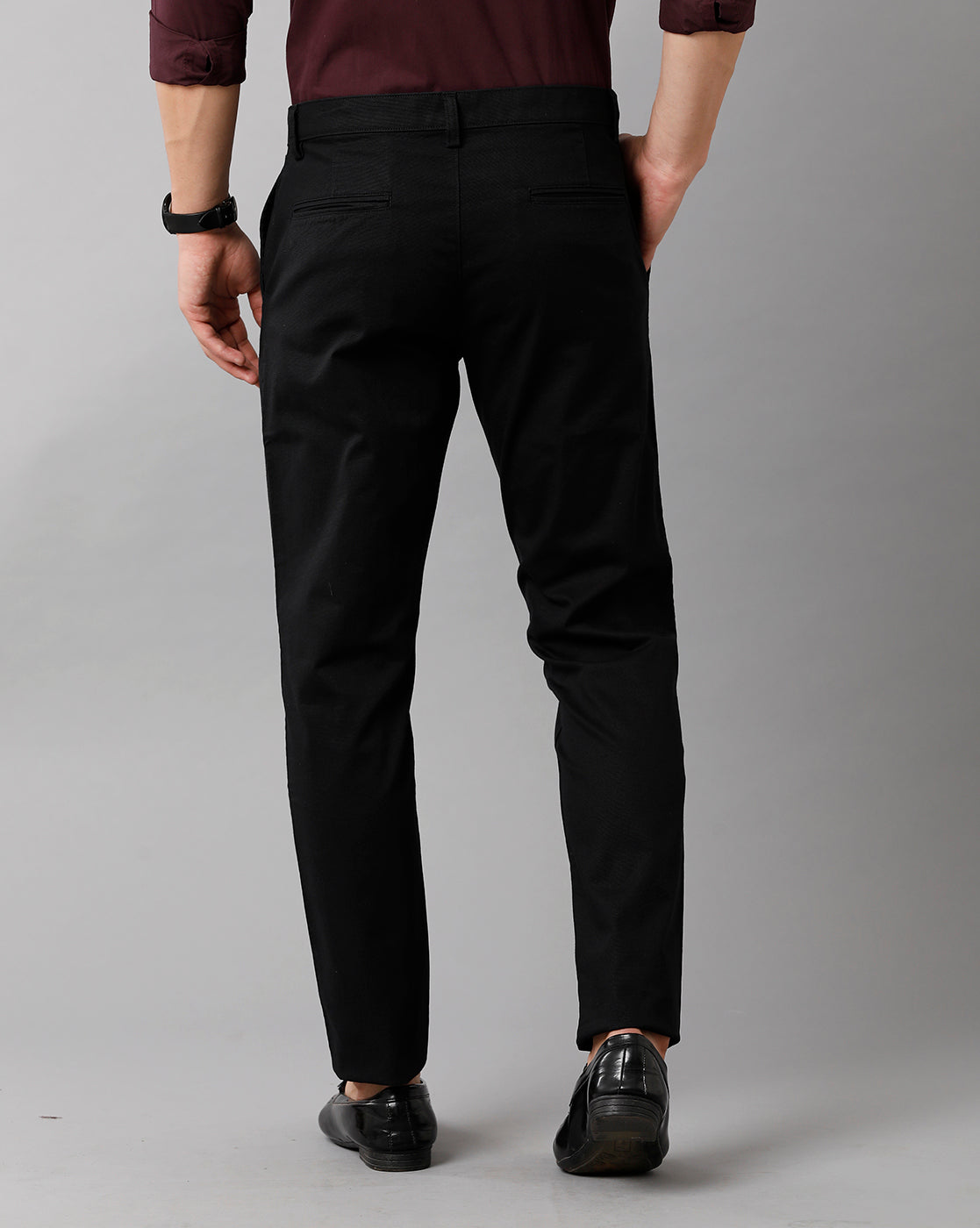 Classic Polo Mens Cotton Solid Slim Fit Black Color Trouser | Tn2 29 Eblk