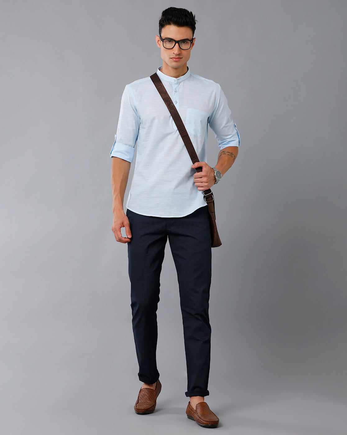 Classic Polo Men's 100% Cotton Moderate Fit Solid Navy Color Trouser | TO1-33 B-NVY