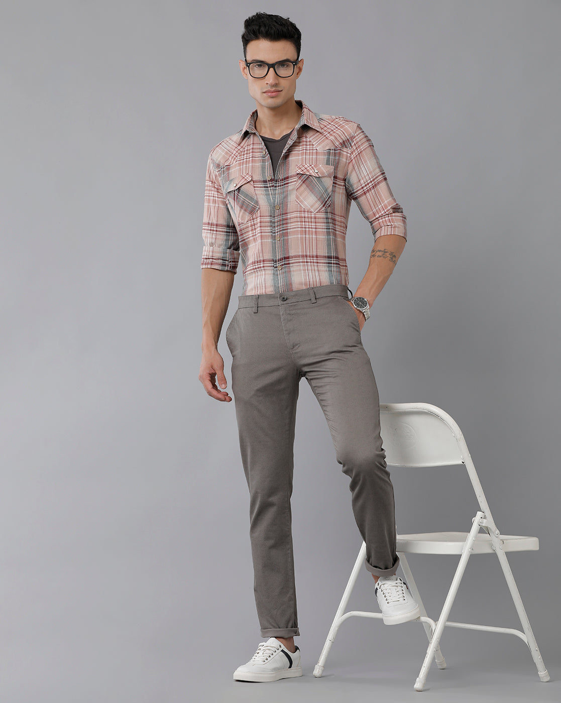 Classic Polo Men's 100% Cotton Moderate Fit Solid Grey Color Trouser | TO1-37 C-GRY
