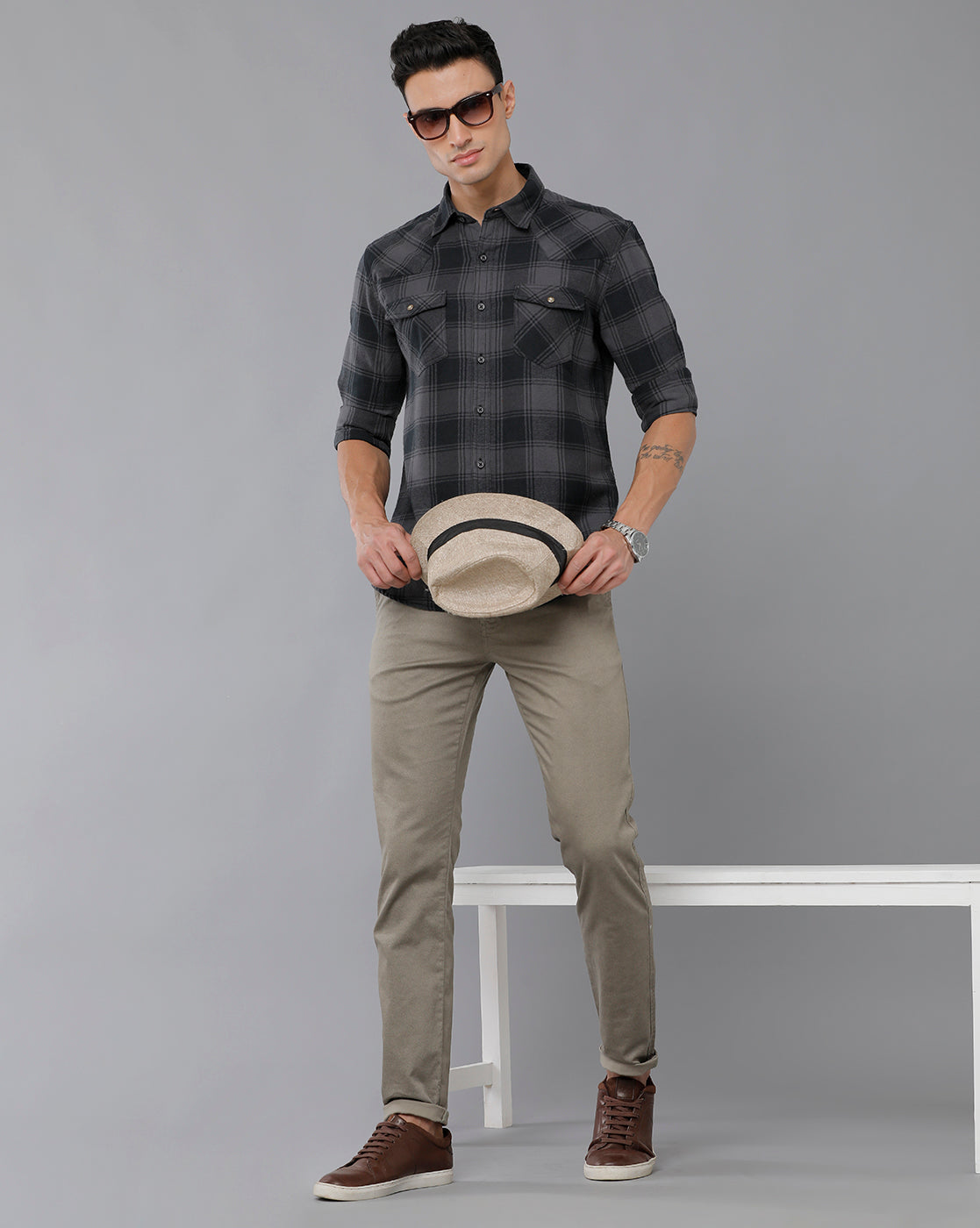 Classic Polo Men's 100% Cotton Moderate Fit Solid Pista Color Trouser | TO1-37 D-PIS