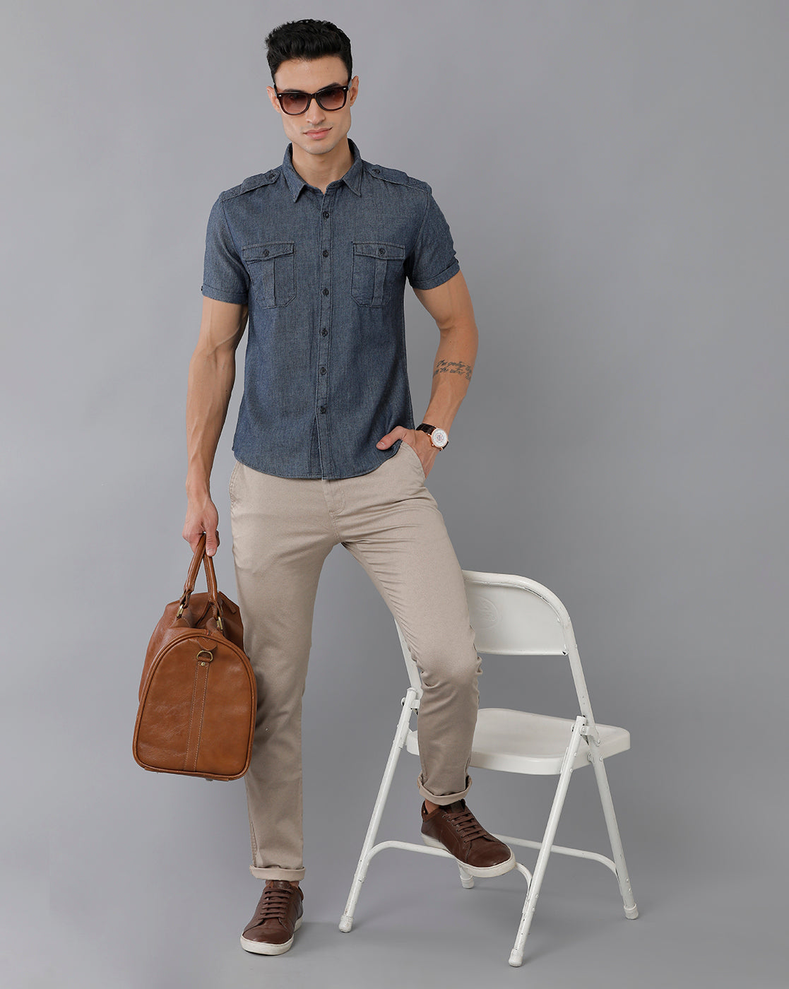 Classic Polo Men's 100% Cotton Moderate Fit Solid Cream Color Trouser | TO1-37 B-CRM