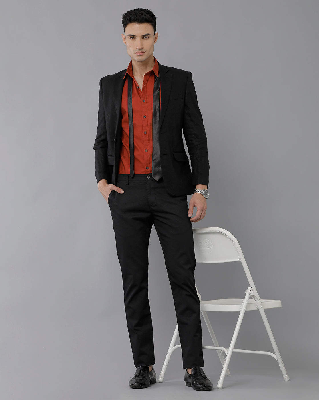 Classic Polo Men's 100% Cotton Moderate Fit Solid Black Color Trouser | TO1-36 B-BLK