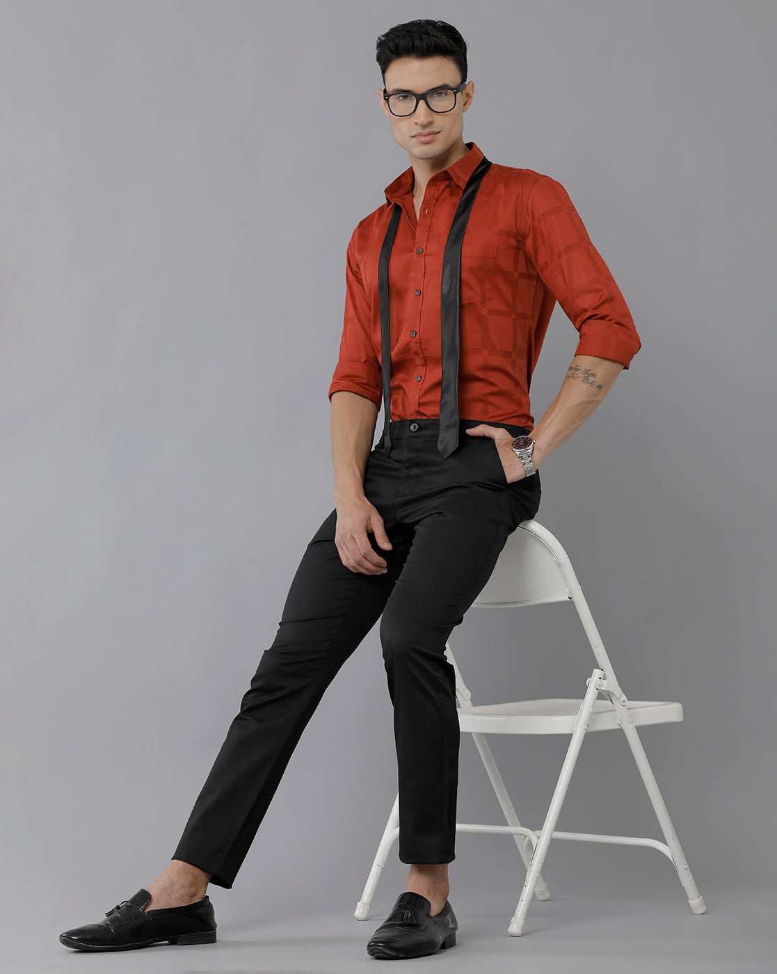 Classic Polo Men's 100% Cotton Moderate Fit Solid Black Color Trouser | TO1-36 B-BLK