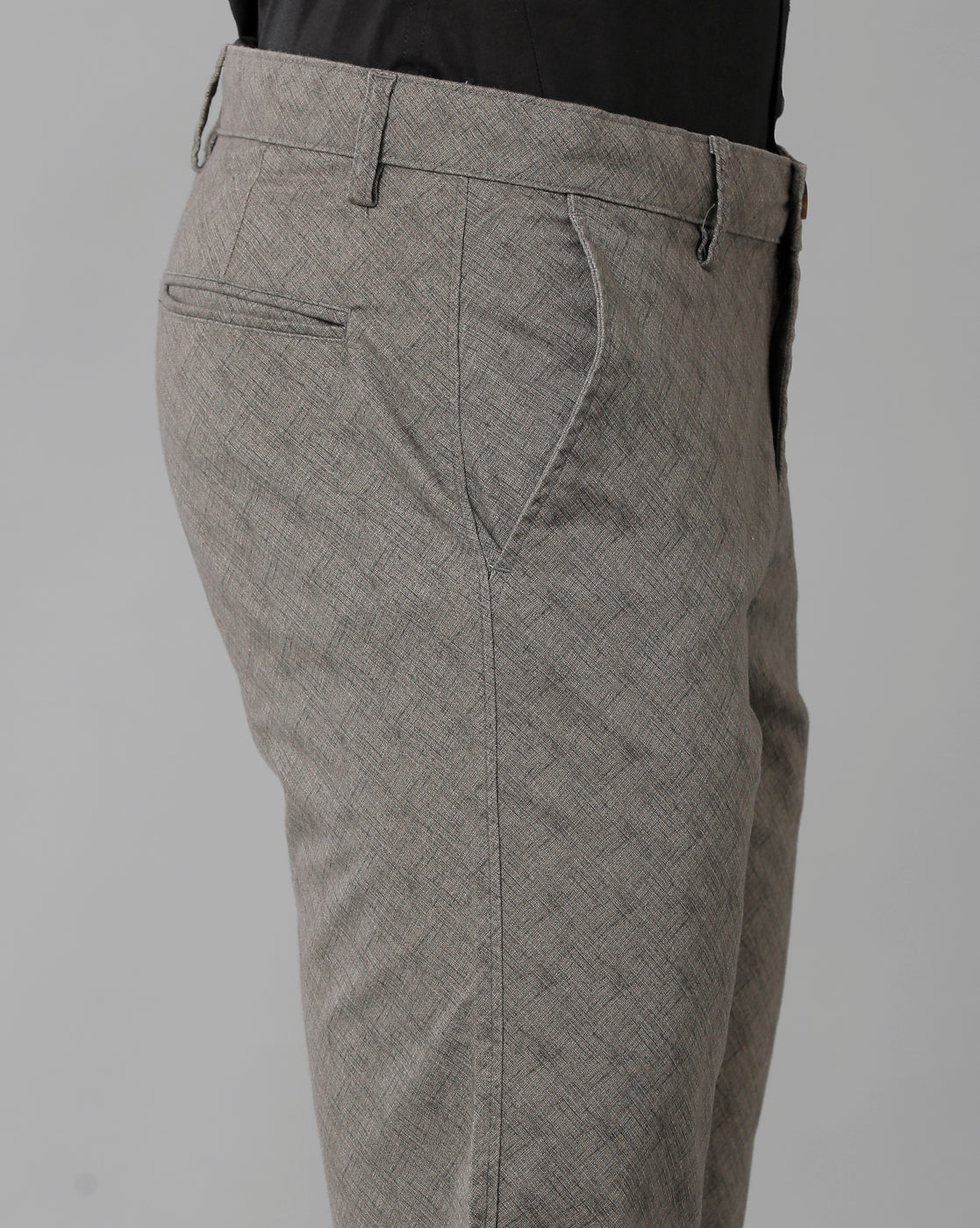 Classic Polo Men's 100% Cotton Moderate Fit Textured Grey Color Trouser | TO1-35 B-GRY