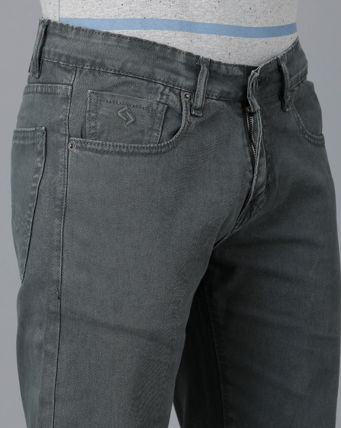 Classic Polo Mens Cotton Solid Slim Fit Dark Grey Color Denim | Cpodn2-01 F