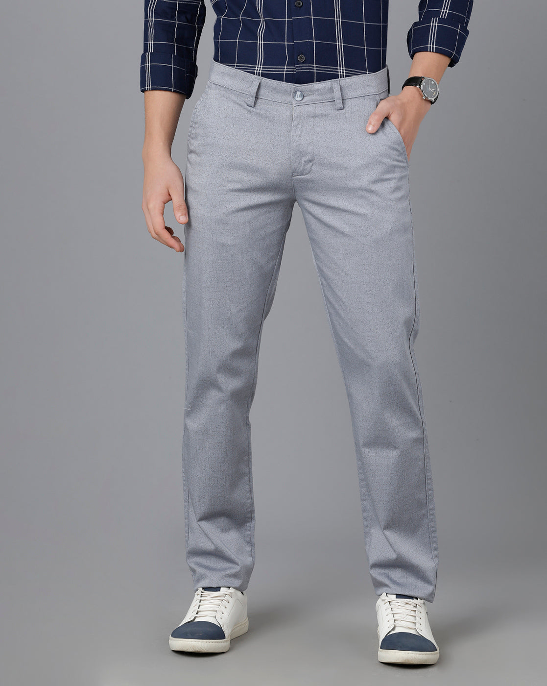 CP BRO Men's Cotton Solid Slim Fit Light Grey Color Trouser | Tbn2-21 A
