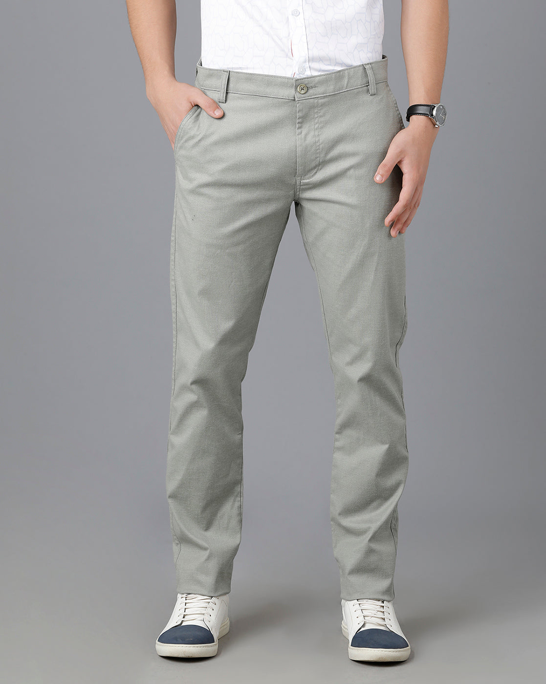 Classic Polo Mens Cotton Solid Slim Fit Green Color Trouser | Tn2-06 C