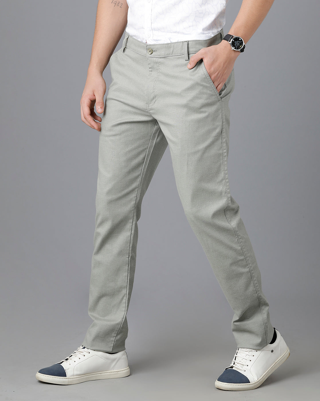 Classic Polo Mens Cotton Solid Slim Fit Green Color Trouser | Tn2-06 C