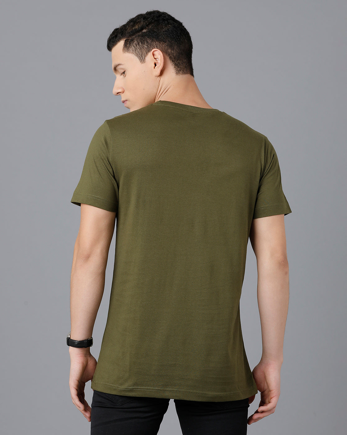 Classic Polo Mens Cotton Half Sleeve Printed Slim Fit Green Color Round Neck T-Shirt | Baleno - 451 B