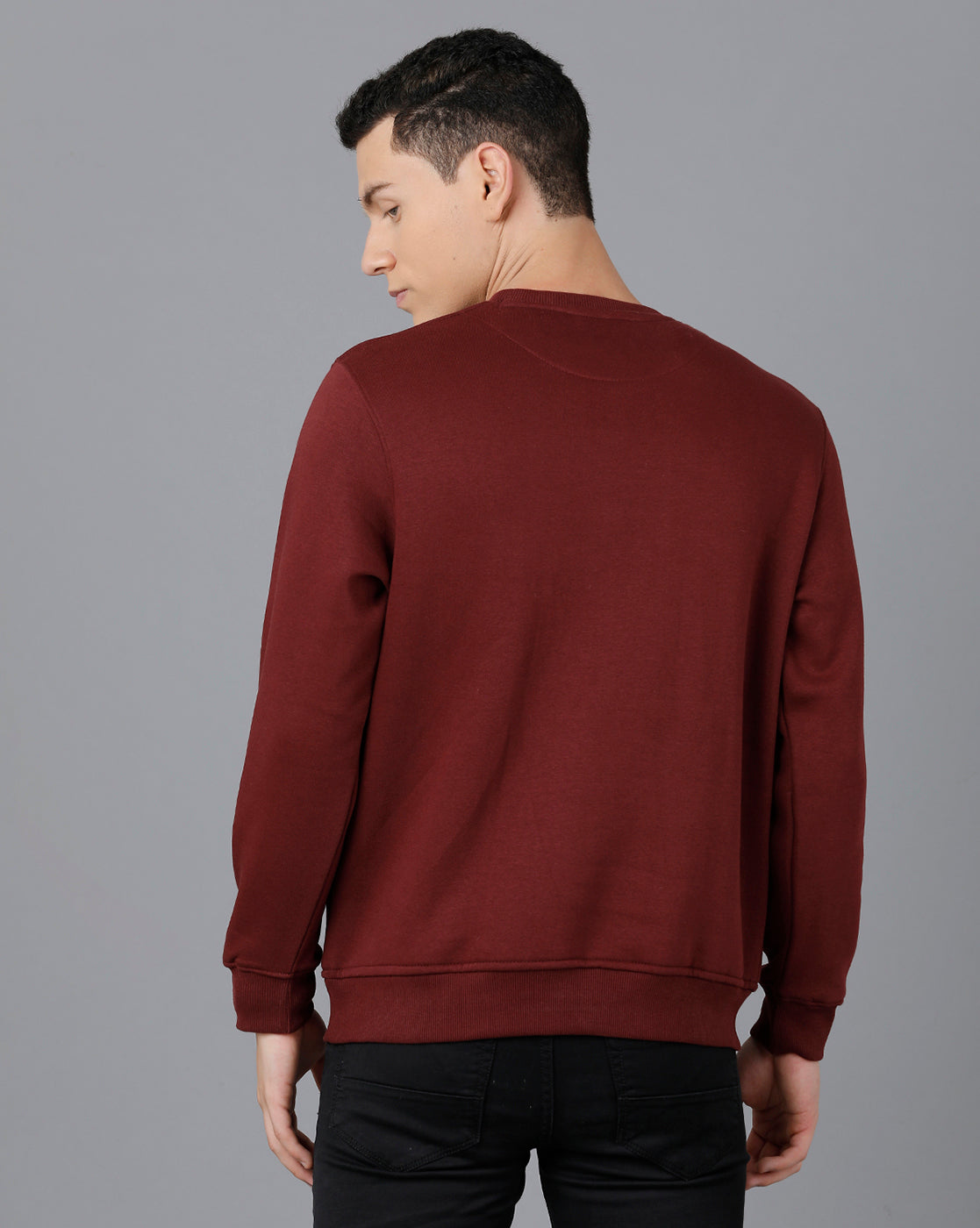 Classic Polo Mens Cotton Blend Full Sleeve Solid Slim Fit Maroon Color Round Neck Sweat Shirt | Cpss - 414 I