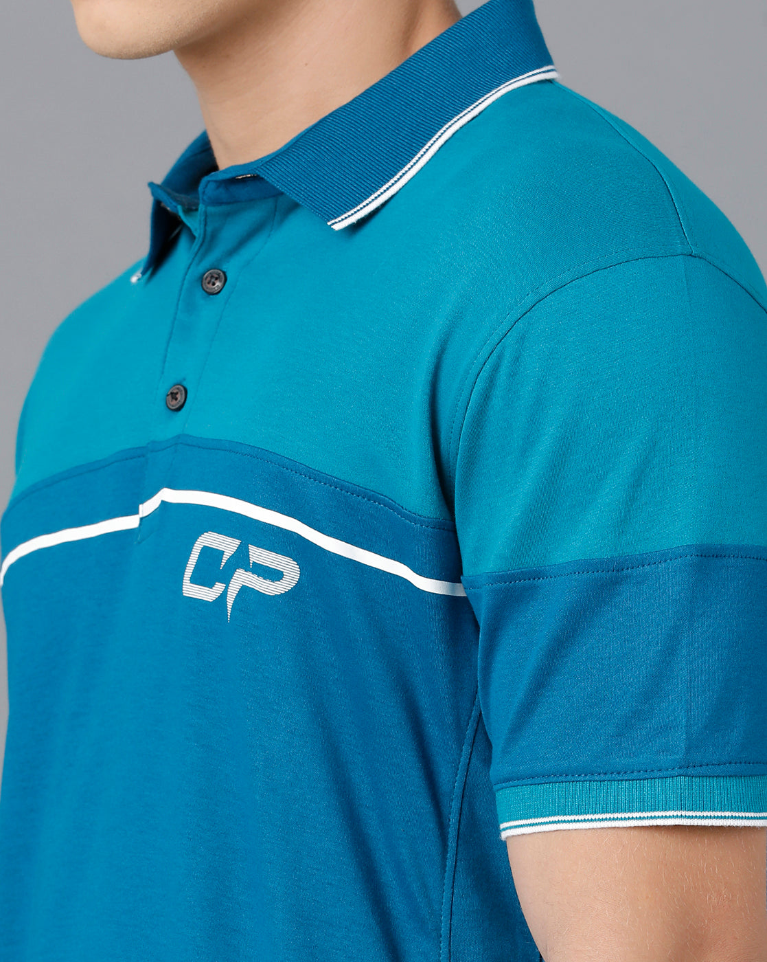 Classic Polo Mens Cotton Half Sleeve Color Block Slim Fit Blue Color Polo Neck T-Shirt | Prm - 732 B