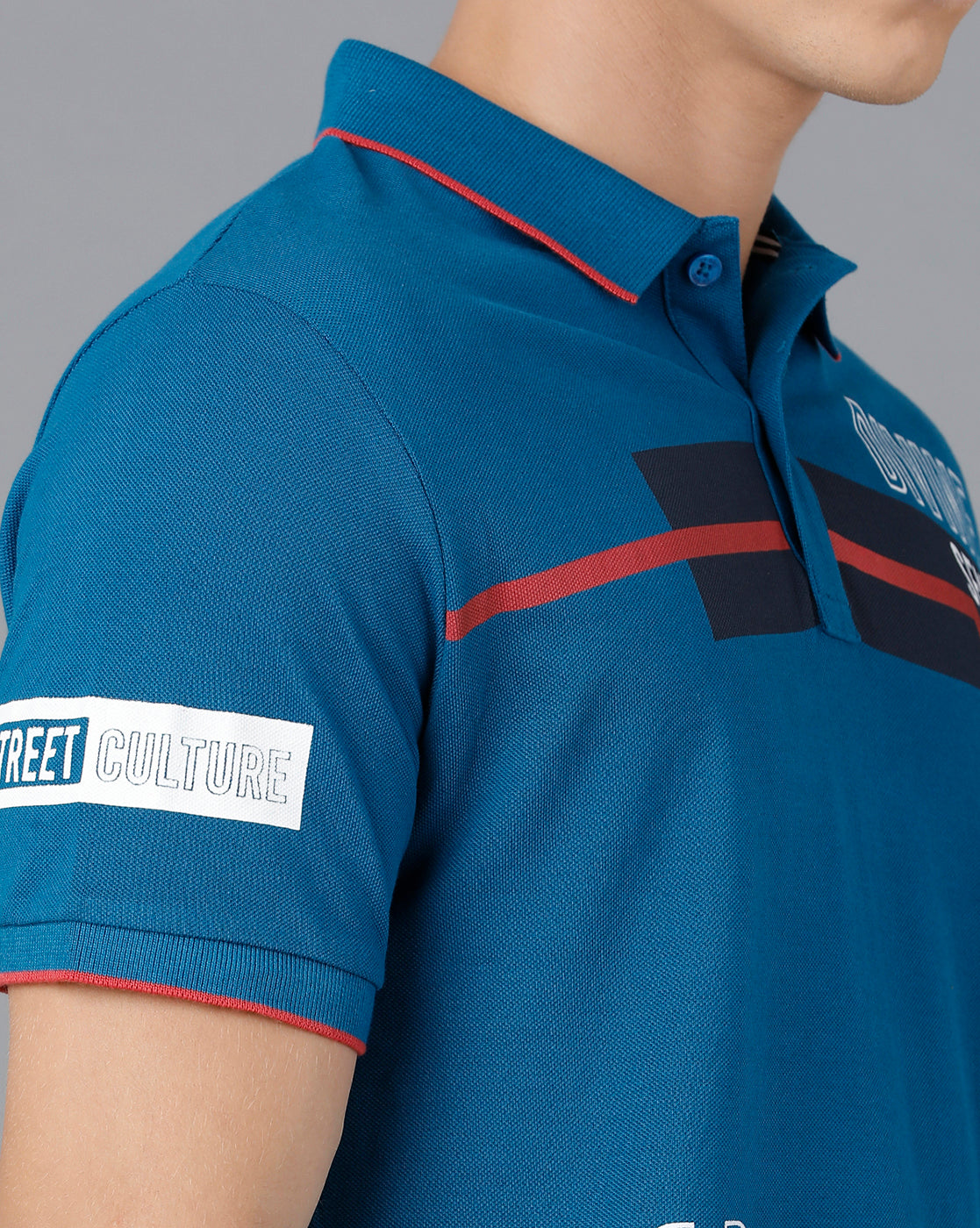 CP BRO Men's Cotton Half Sleeve Printed Slim Fit Blue Color Polo Neck T-Shirt | Brp - 337 B