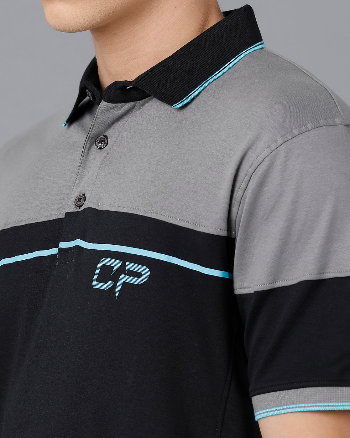 Classic Polo Mens Cotton Half Sleeve Color Block Slim Fit Black Color Polo Neck T-Shirt | Prm - 732 A