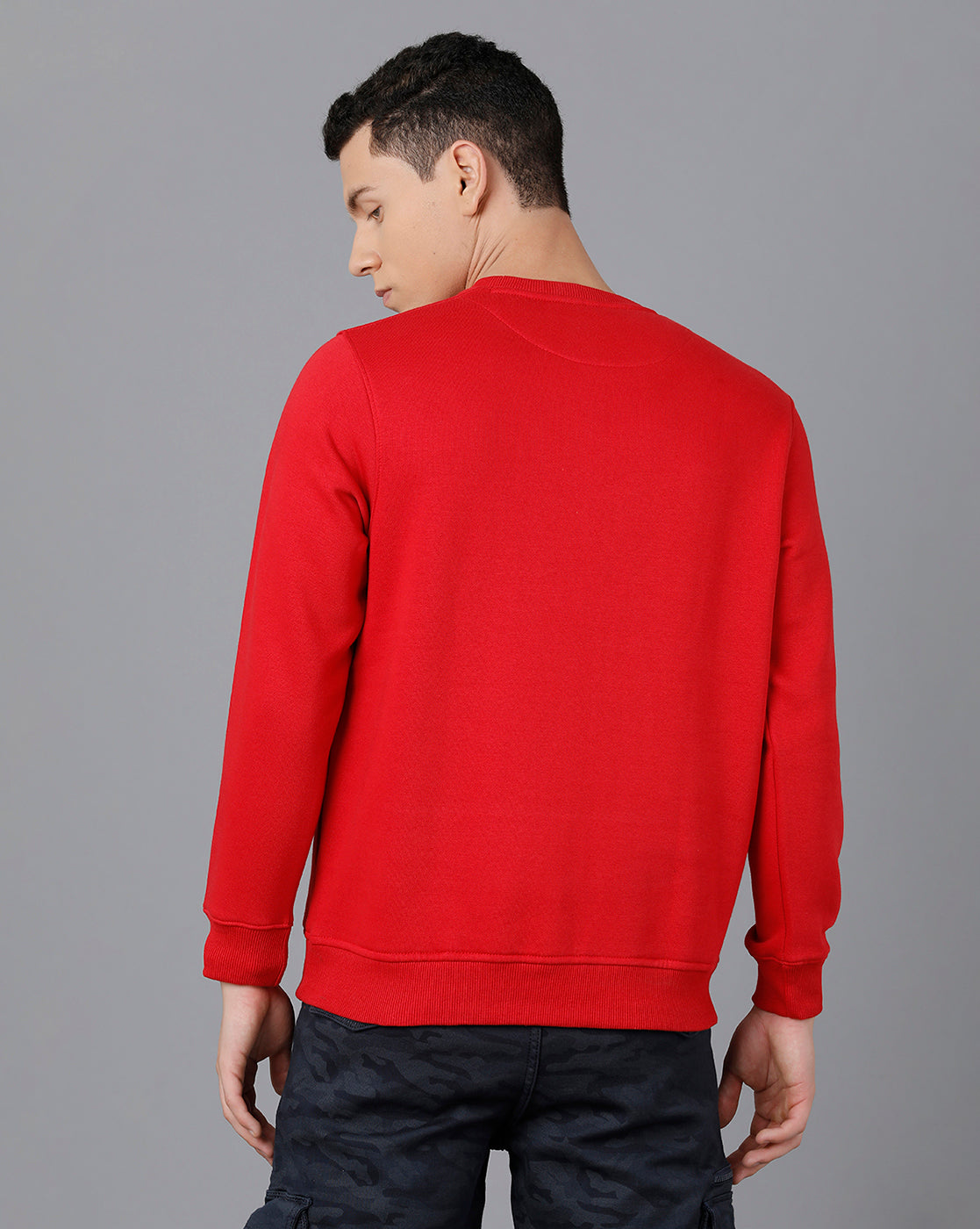 Classic Polo Mens Cotton Blend Full Sleeve Solid Slim Fit Red Color Round Neck Sweat Shirt | Cpss - 414 E