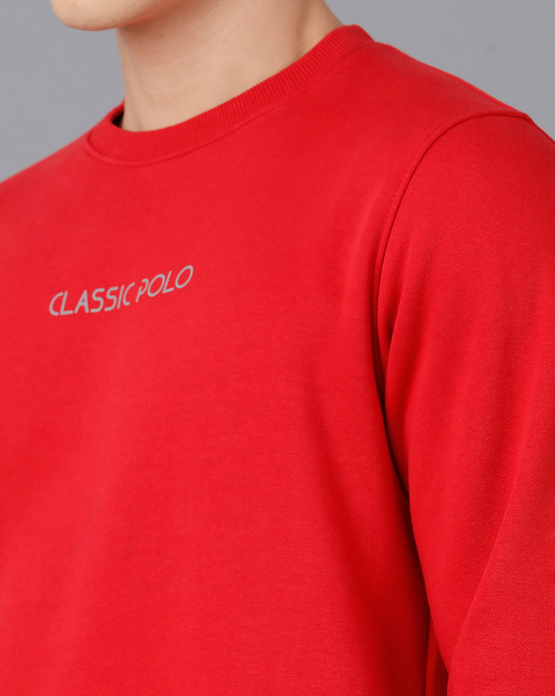 Classic Polo Mens Cotton Blend Full Sleeve Solid Slim Fit Red Color Round Neck Sweat Shirt | Cpss - 414 E