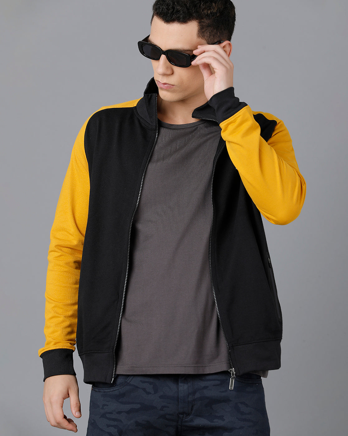 Classic Polo Mens Cotton Blend Full Sleeve Color Block Slim Fit Multicolor Polo Neck Sweat Shirt | Cpss - 325 B