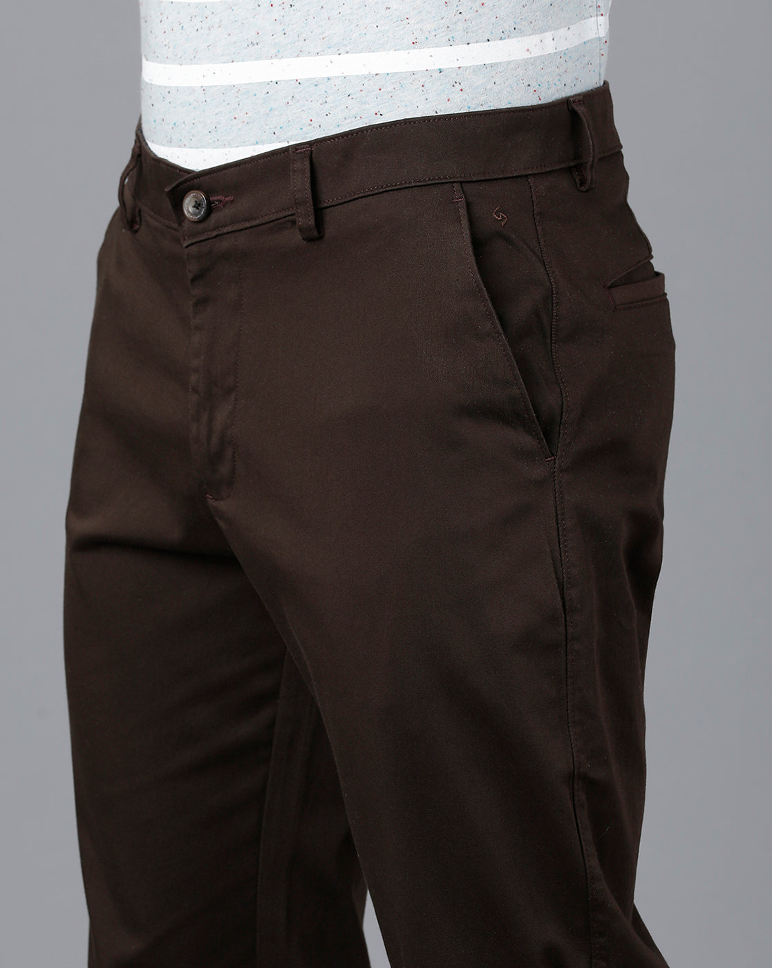 Classic Polo Mens Cotton Solid Slim Fit Brown Color Trouser | Tn2-39 A