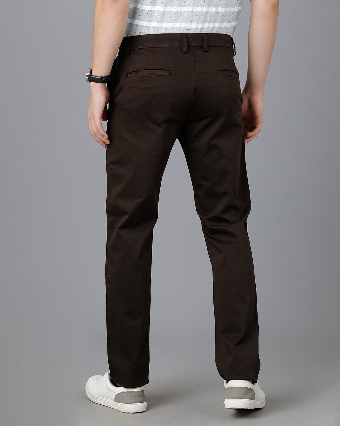 Classic Polo Mens Cotton Solid Slim Fit Brown Color Trouser | Tn2-39 A