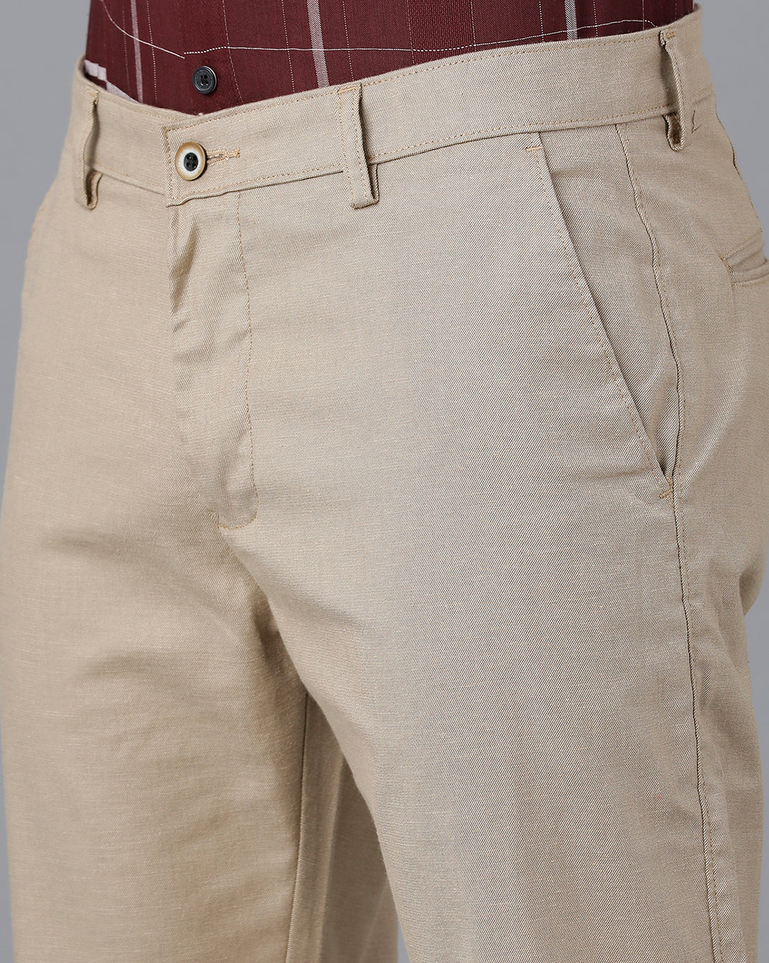 Classic Polo Mens Cotton Solid Slim Fit Khaki Color Trouser | Tn2-06 B