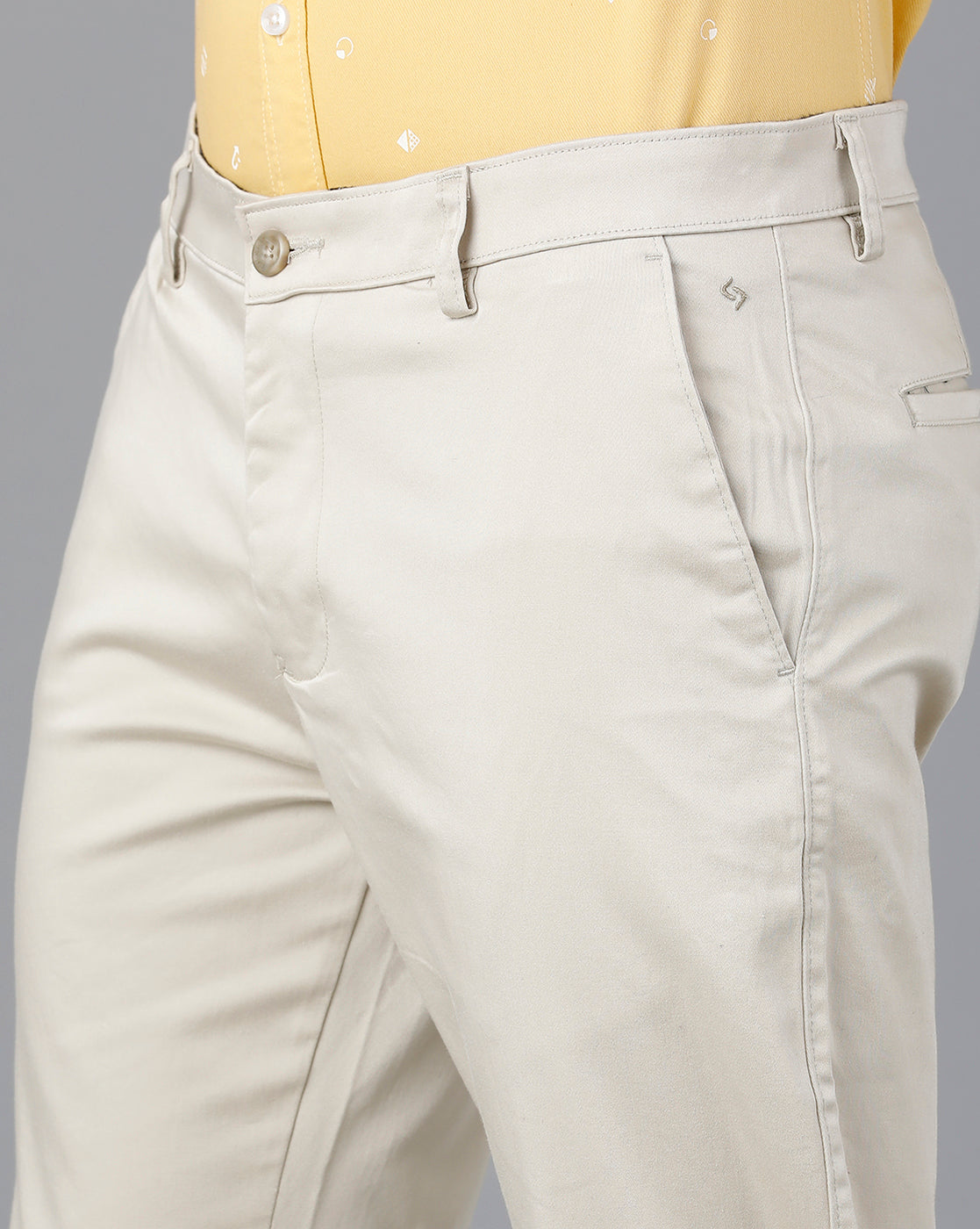 Classic Polo Mens Cotton Solid Slim Fit Off White Color Trouser | Tn2-39 D