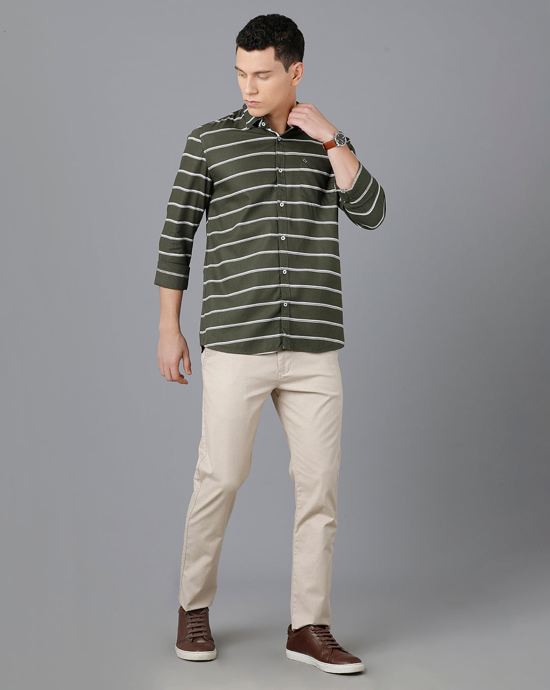 Classic Polo Mens Cotton Solid Slim Fit Beige Color Trouser | Tn2-06 A