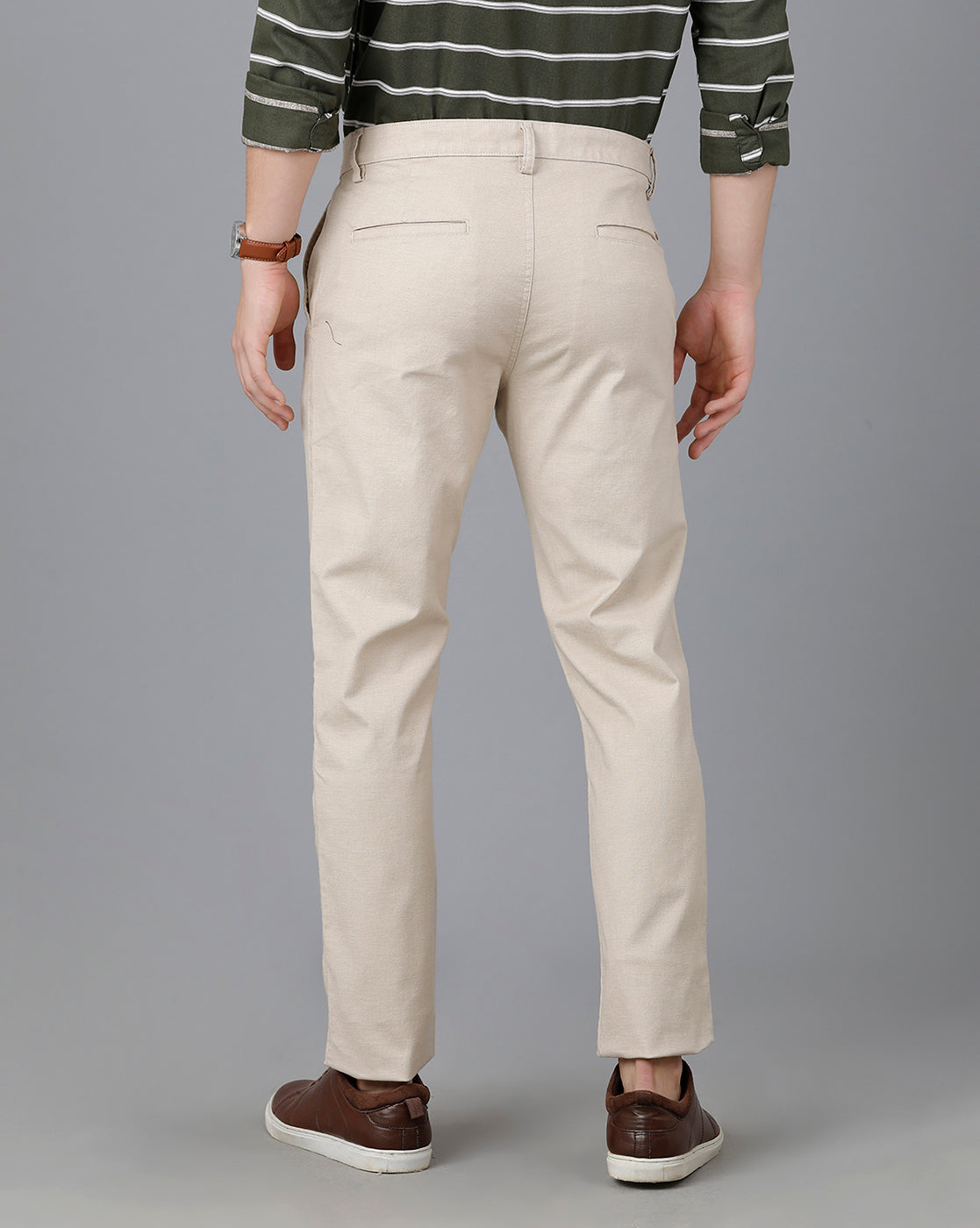 Classic Polo Mens Cotton Solid Slim Fit Beige Color Trouser | Tn2-06 A