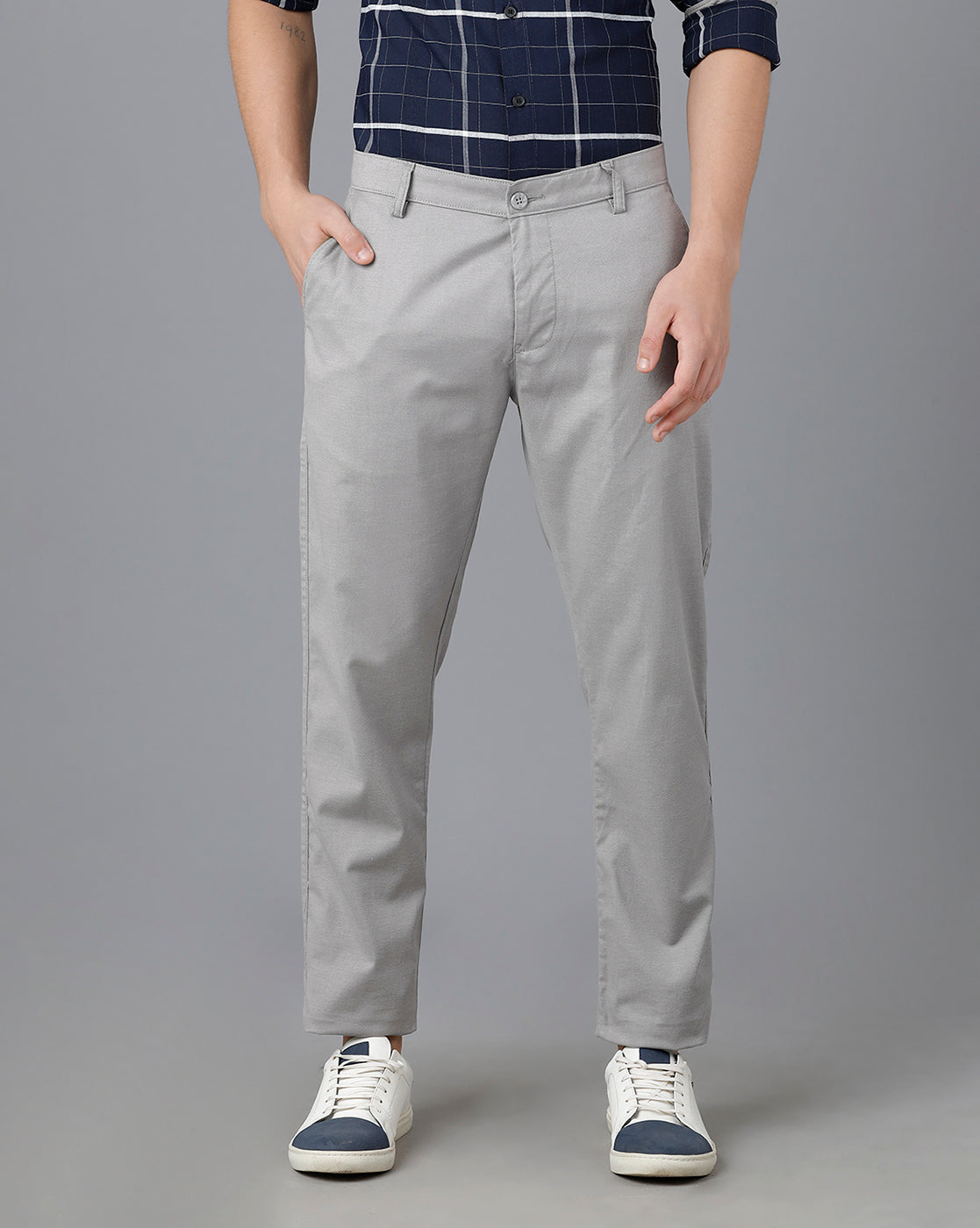 Classic Polo Mens Cotton Solid Slim Fit Grey Color Trouser | Tn2-06 D