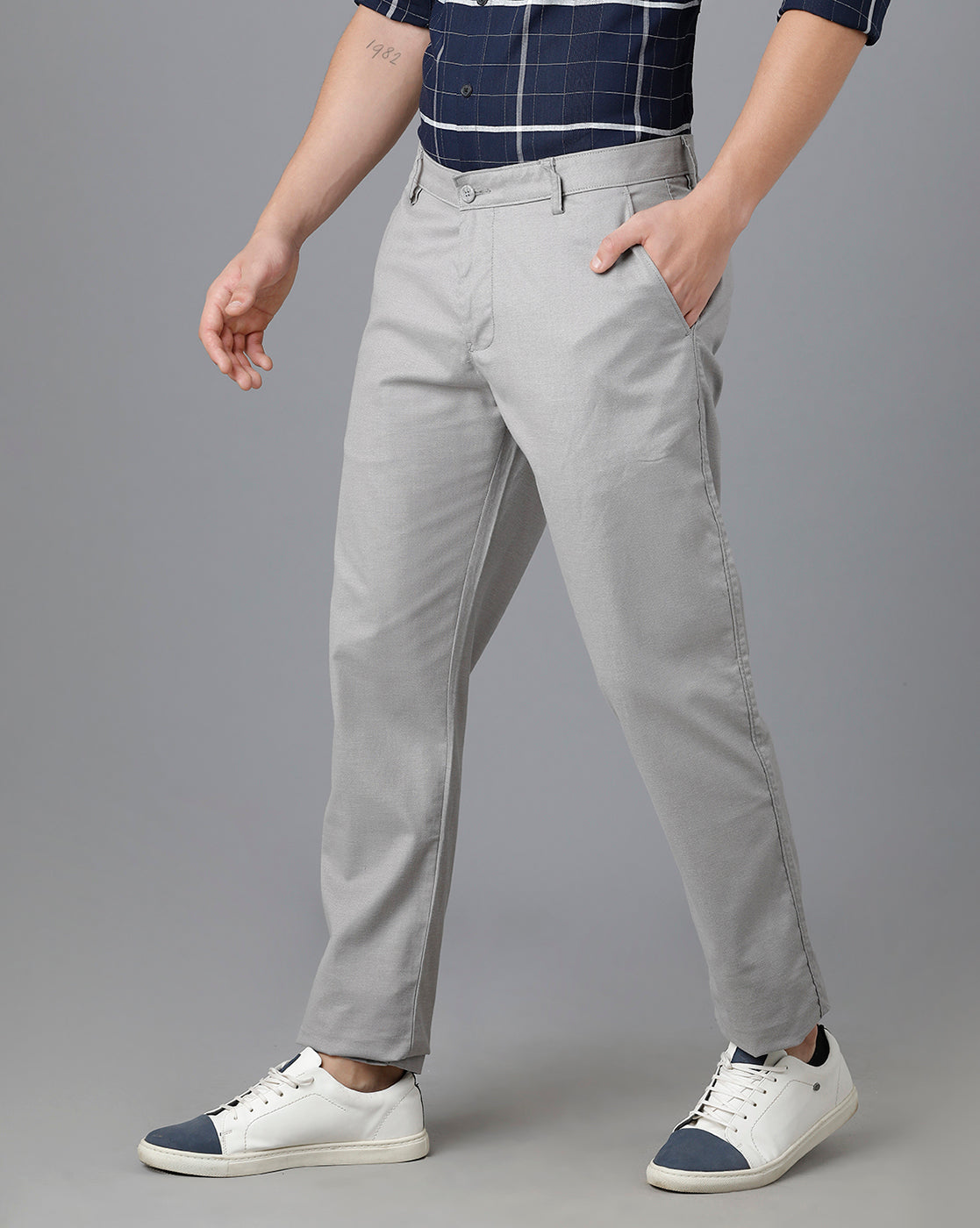 Classic Polo Mens Cotton Solid Slim Fit Grey Color Trouser | Tn2-06 D