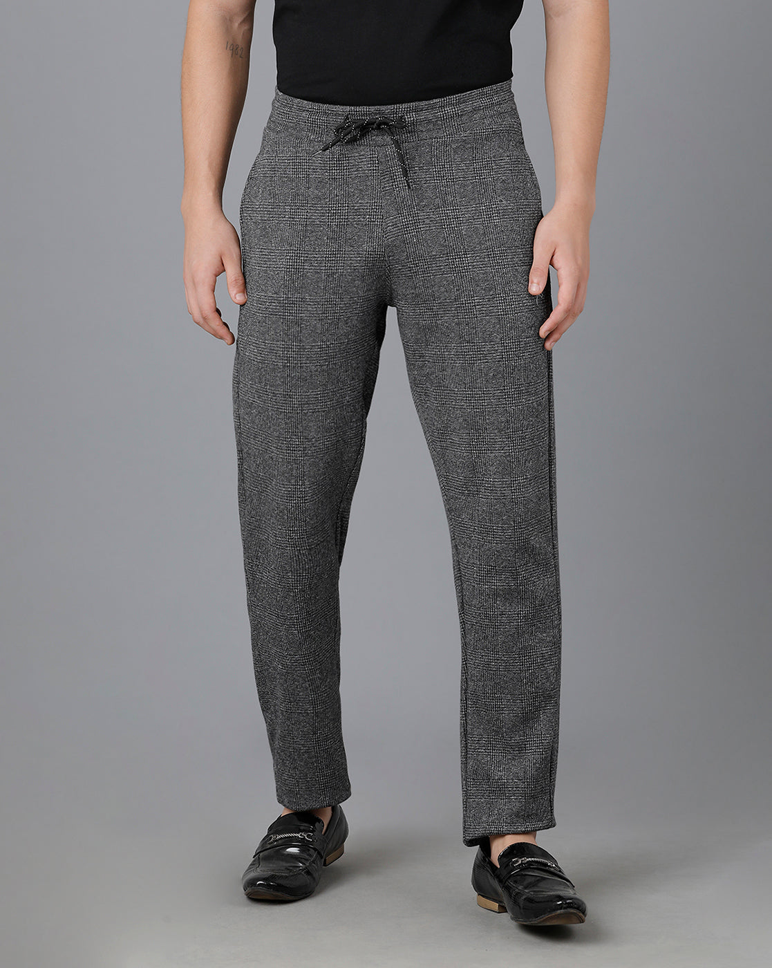 CP BRO Men's Cotton Self Design Slim Fit Dark Grey Color Track Pant | Brtpt - 66
