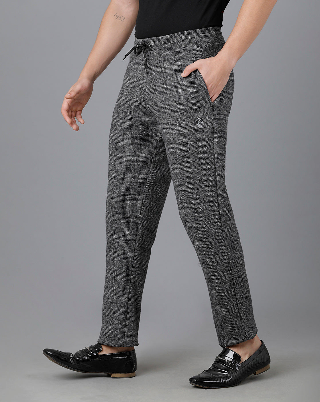 CP BRO Men's Cotton Self Design Slim Fit Dark Grey Color Track Pant | Brtpt - 66