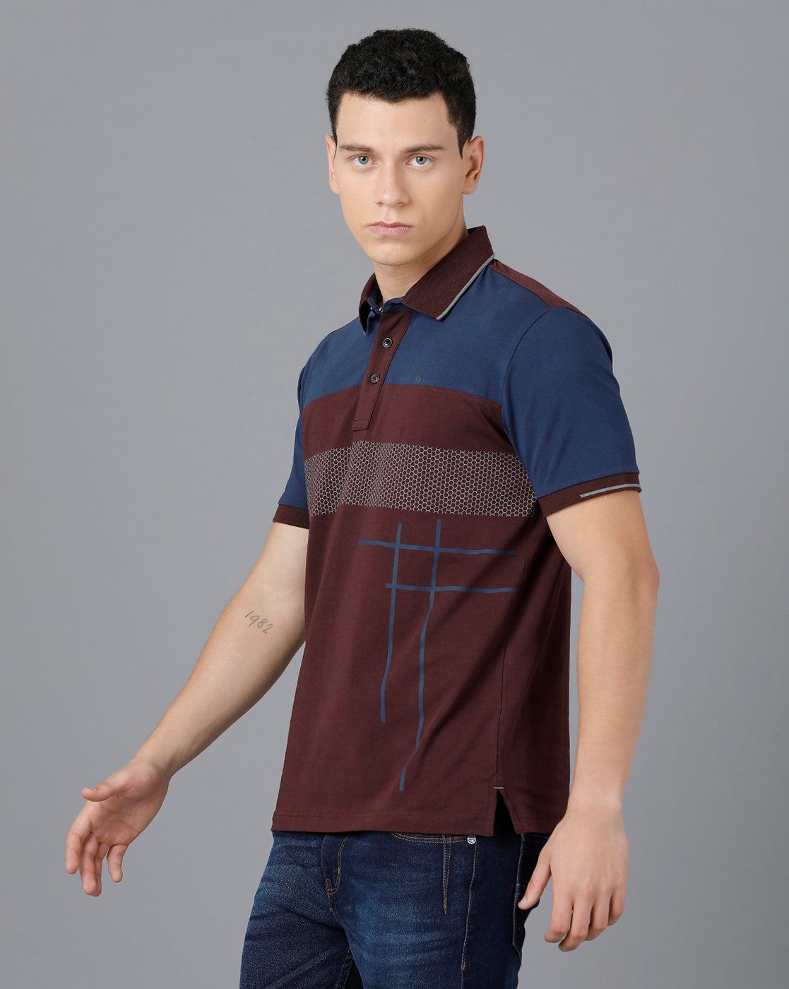 Classic Polo Mens Cotton Half Sleeve Color Block Slim Fit Multicolor Polo Neck T-Shirt | Prm - 727 B
