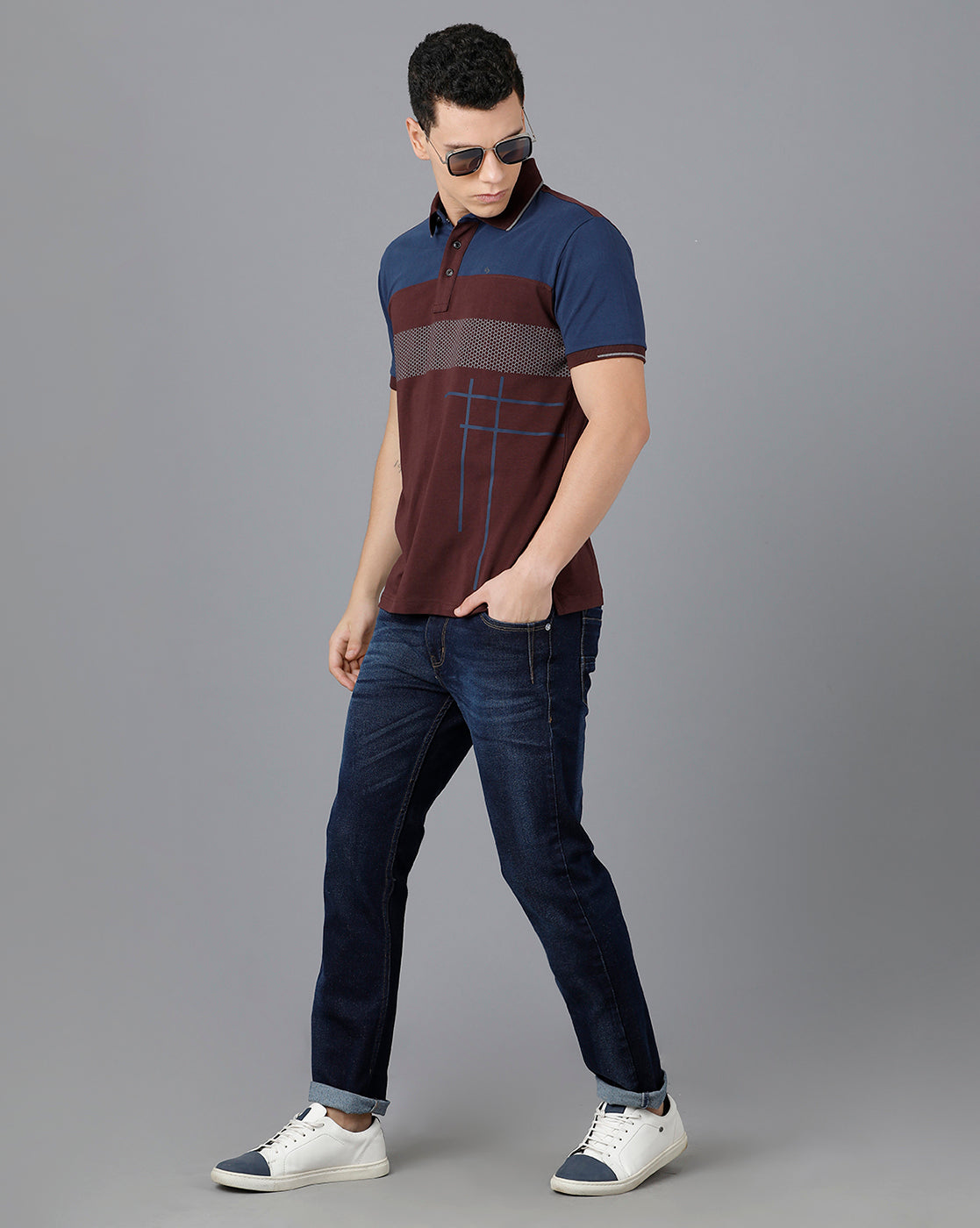 Classic Polo Mens Cotton Half Sleeve Color Block Slim Fit Multicolor Polo Neck T-Shirt | Prm - 727 B