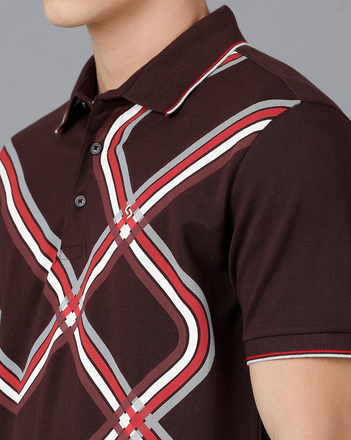 Classic Polo Mens Cotton Half Sleeve Printed Slim Fit Brown Color Polo Neck T-Shirt | Prm - 709 A