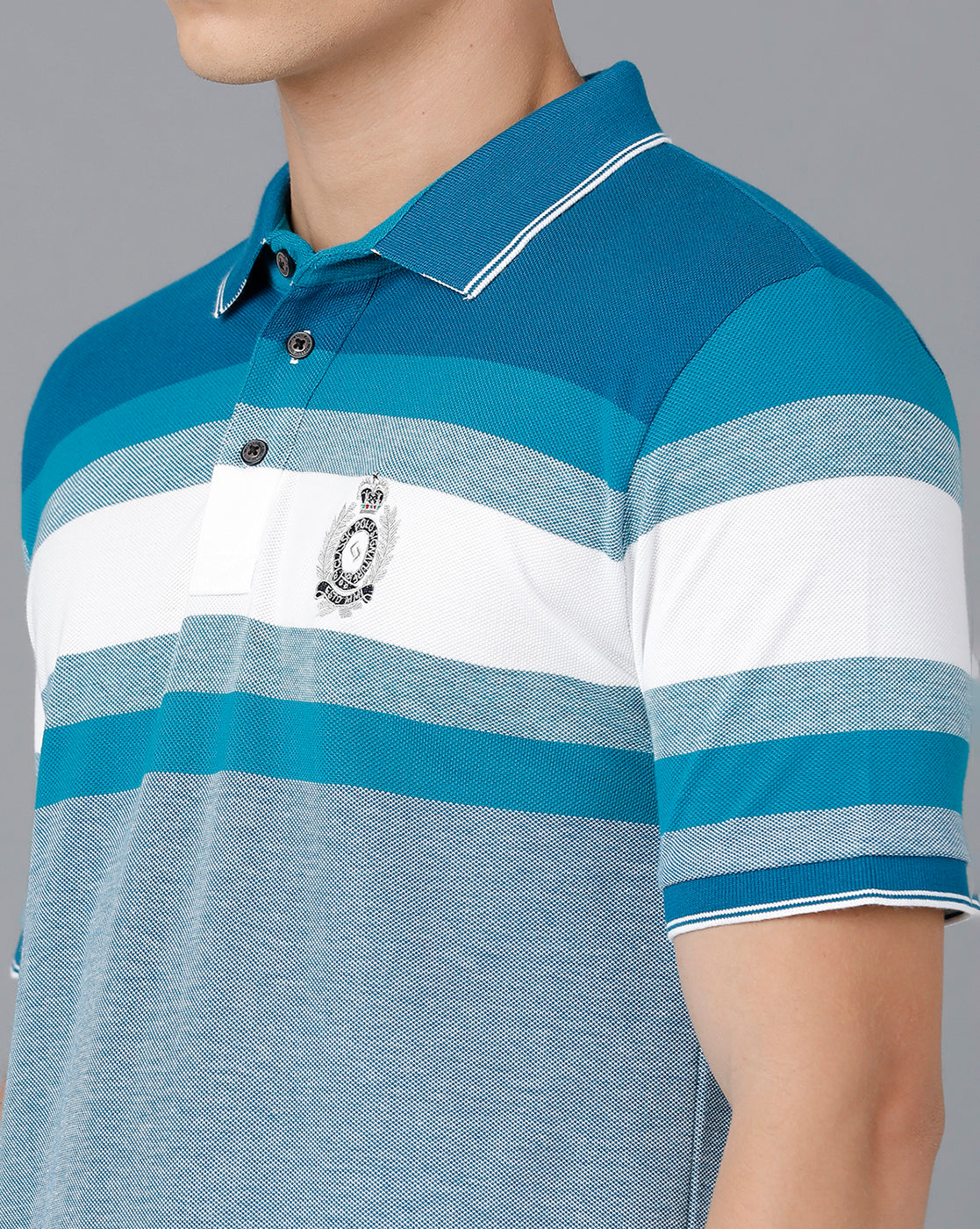 Classic Polo Mens Cotton Blend Half Sleeve Striped Slim Fit Blue Color Polo Neck T-Shirt | Vta - 214 A