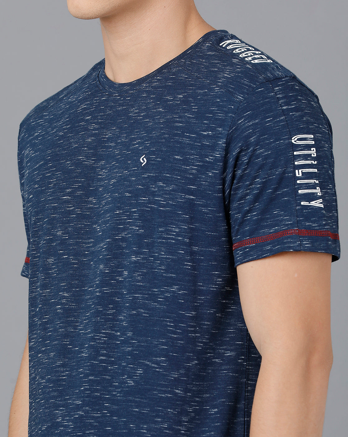 Classic Polo Mens Cotton Half Sleeve Self Design Slim Fit Navy Blue Color Round Neck T-Shirt | Baleno - 474 B