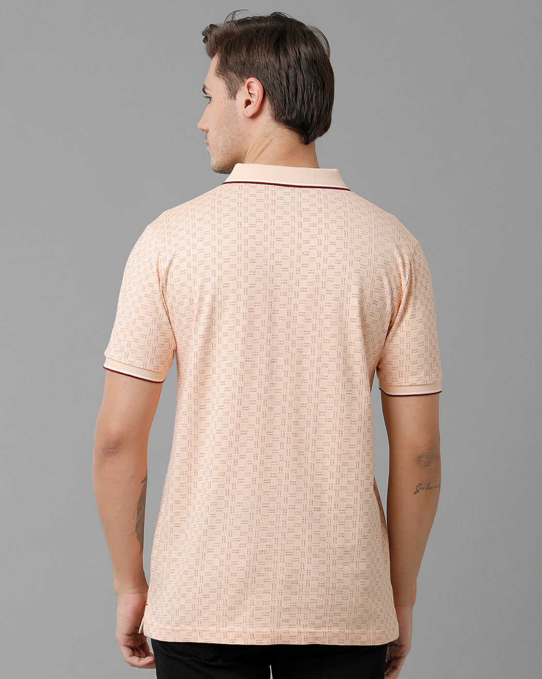 Classic Polo Men's Cotton Half Sleeve Printed Slim Fit Polo Neck Cream Color T-Shirt | Bello - 194 A