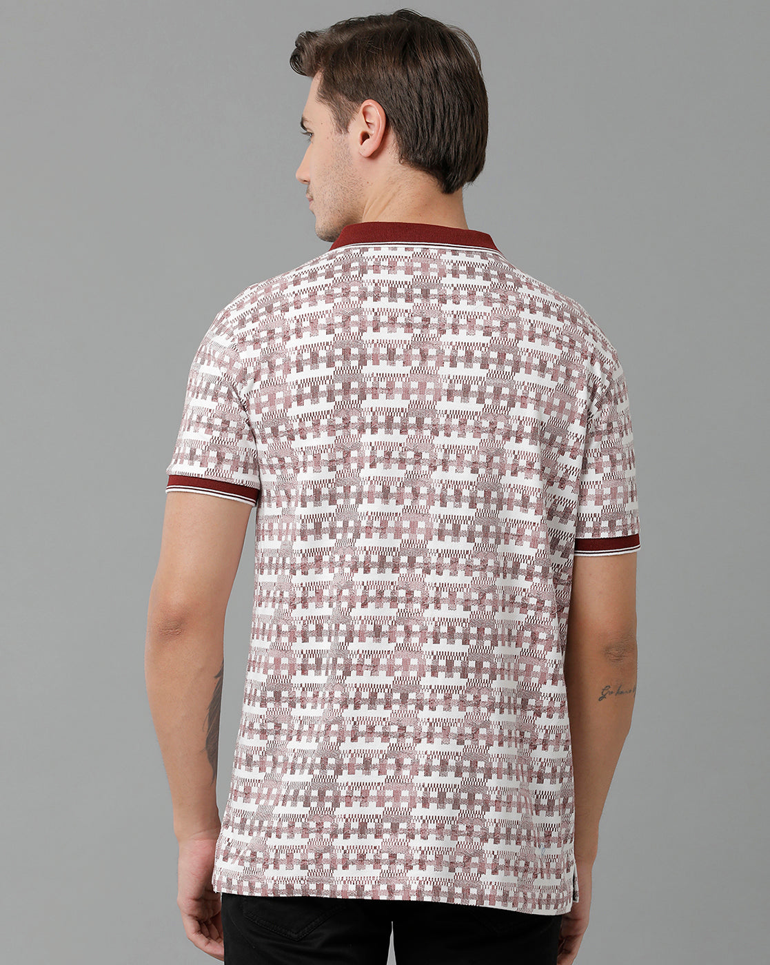 Classic Polo Men's Cotton Half Sleeve Printed Slim Fit Polo Neck Marroon Color T-Shirt | Beau - 199 A