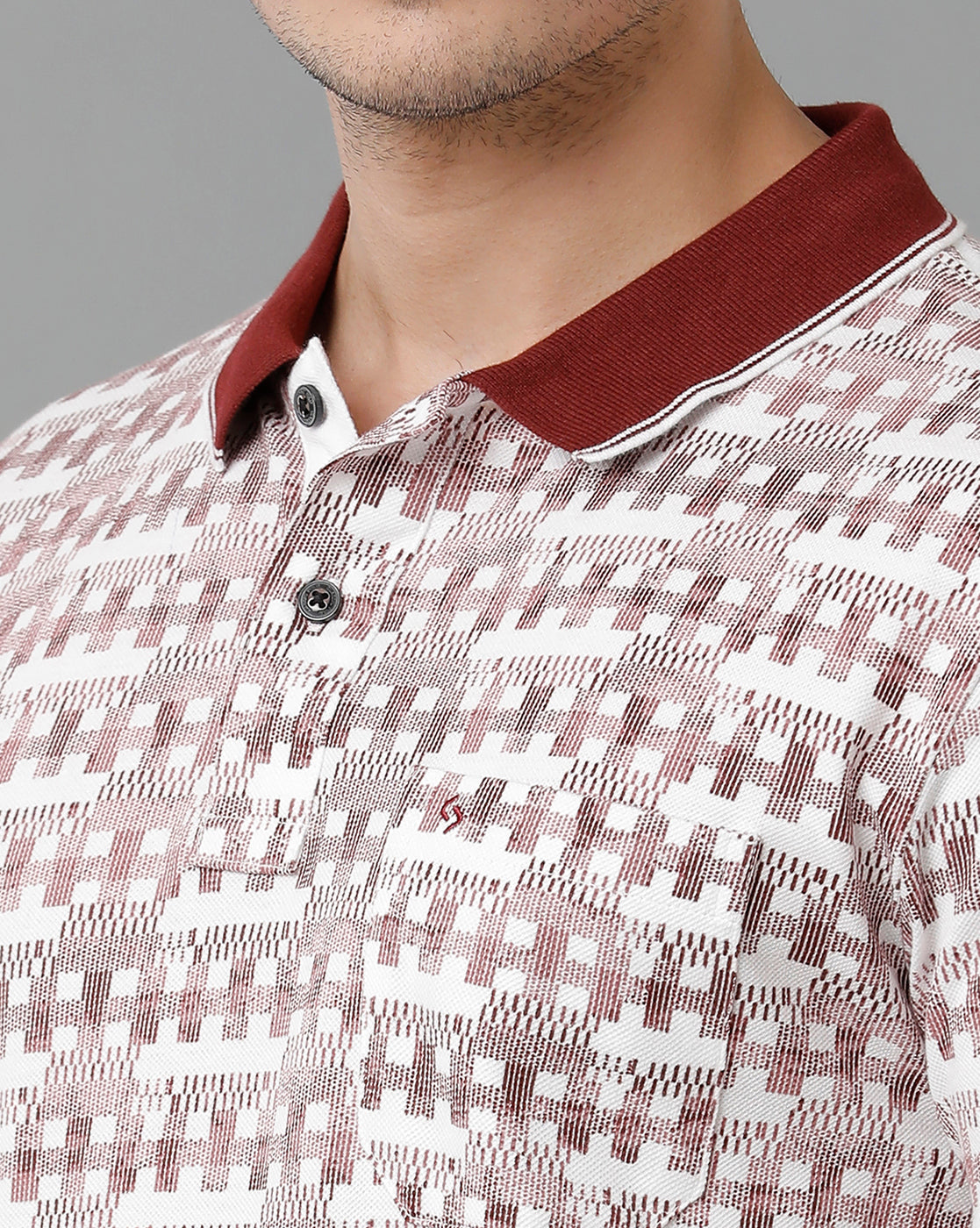 Classic Polo Men's Cotton Half Sleeve Printed Slim Fit Polo Neck Marroon Color T-Shirt | Beau - 199 A